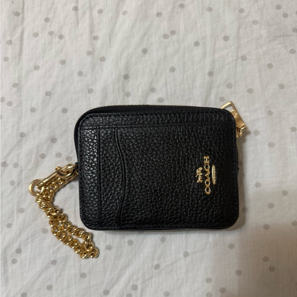 Coach Black Leather Zip Pouch